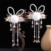 Baluue 1 Pair Chinese Tassel Pearls Hairpin Bunny Ear Hair