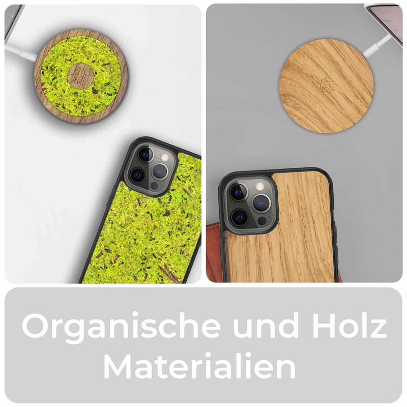 MMORE - Kabelloses Ladegerät mit Tanganika Holz | Schwarz