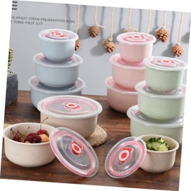 Food Containers 3pcs Food Storage Container Mixing Bowls with Lids Wheat Straw Dishware Bento Refrigerator Lunchbox