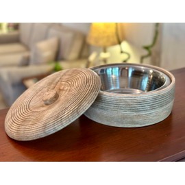 Handcrafted Wooden Mexican Tortilla Warmer Basket Indian Chapati Roti Bread Holder Box Pancake Keeper Serveware Hot Pot Casserole Dish With Lid Home Kitchen Dining Decor, Natural Brown, 9 x 3 Inches