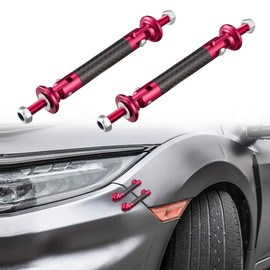 TOMALL 2 Pcs 45mm Car Adjustable Front/Rear Bumper Lip Splitter Support Strut Rod Carbon Fiber Red Universal Auto Bumper Fasteners Lever (Carbon Fiber Red)