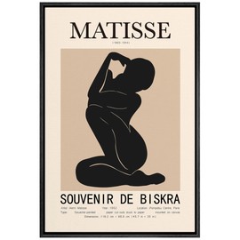 MUDECOR Framed Canvas Print Wall Art Henri Matisse Black & Tan Abstract Nude People Shapes Illustrations Modern Art Minimalist Multicolor Cool for Living Room, Bedroom, Office - 24"x36" Black