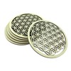 Set of 6 Coasters Flower of Life Birch Wood Diameter