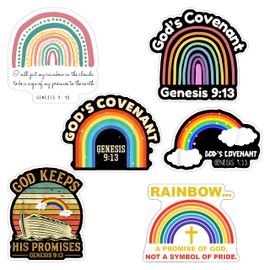 Pack of 6 Genesis 9 13 Taking Back The Rainbow Waterproof Vinyl Sticker Bible Verse, Styles Christian, Inspirational Scripture Quotes for All Ages, All Ages, Applicable to Many Surfaces 3 Inches