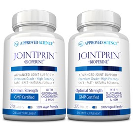 Approved Science Jointprin - Joint Support Supplement - Glucosamine, MSM, Chondroitin, Turmeric, Boswellia, BioPerine - 6 Month Supply