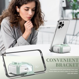 MHYALUDO for AirPods 3rd Generation Case Cover, Compatible with Magsafe, Magnetic Automatic Lock, Charging Port Dust-Proof & Stand Design with Cleaning Kit, Snow White/Mint Green