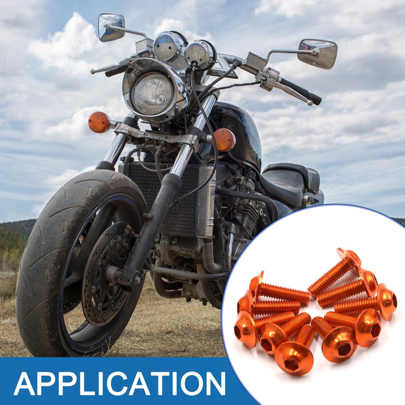 A ABSOPRO M6 x 20mm Sechskant-Kennzeichenverkleidungsschrauben für Motorräder Orange (Set