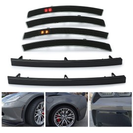 Kojem 6Pcs Side Marker Lights LED Compatible with 2014-2019 Chevy Corvette C7 Models Stingray/Grand Sport/Z06/ZR1 Rear Bumper Reflector Covers Signal Light Lamp Smoke Lens