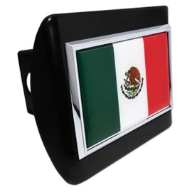 Mexico Flag Black Metal Hitch Cover