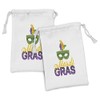 Ambesonne Mardi Gras Fabric Pouch Set of 2, Calligraphy and