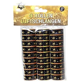 Schnooridoo 40th Birthday Party Supplies 31 Varieties Confetti Streamers Balloons Banner Napkins (Streamers "40", Black/Gold, 3pcs)