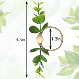 MLURCU Farmhouse Eucalyptus Napkin Rings Set of 12, Rustic Wood Leaf Napkin Rings for Table Decorative Wedding & Holiday