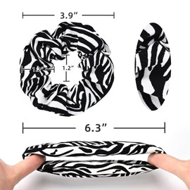 Yonchic 7-Piece Zebra Leopard Print Polka Dot Leather Velvet Solid Scrunchies for Women Girls, No Damage Elastic Hair Ties, Bulk Ponytail Holder Hair Bands, Rubber Band Hair Accessories (Black)