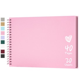Hiwhy Scrapbook 11x8 Inch DIY Scrapbook Album Hardcover Kraft Paper Scrap Book Photo Albums 20 Sheets Memory Book for Family Wedding, Pink