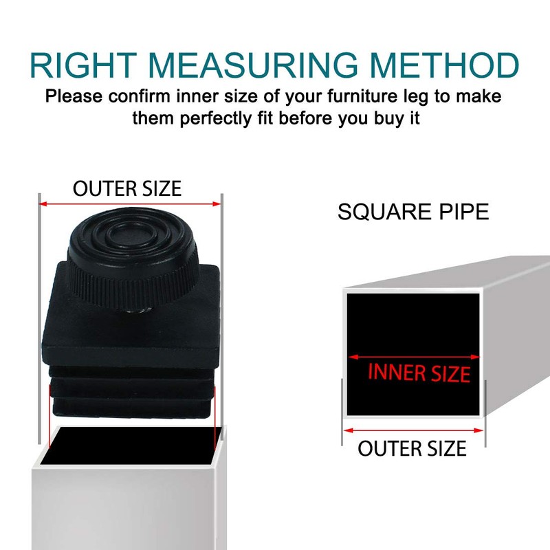 uxcell Leveling Feet 38 x 38mm Square Inserts Kit Furniture
