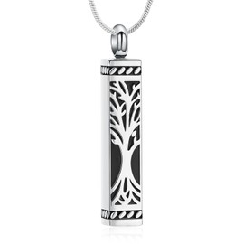 Minicremation Cremation Jewelry for Ashes Tree of Life Urn Necklace Cylinder Urn Necklace for Men Women Keepsake Ashes Pendant Loved One Memorial Jewelry