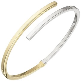 Jobo Oval Cuff Bracelet 925 Sterling Silver Bicolor Gold-Plated