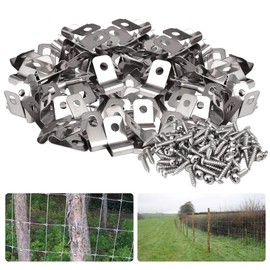 YARKHI Fence Wire Clamps 300 Pcs Stainless Steel Wire Fence Clips Fencing Mounting Clips with 300 Pcs Screws for 12-16 Gauge Welded Wire to Wood, Metal or Vinyl Fence