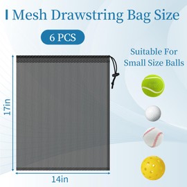 COIDEA 6 Pcs Mesh Bags Drawstring, 14x17 Inch Mesh Bag Drawstring with Lock, Multipurpose Mesh Bags Storage Mesh Gym Bag for Balls, Beach, Laundry