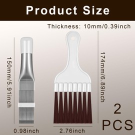 Pack of 2 Lamellar Comb, Slat Comb Dryer, Condenser Comb Dryer, Lamellar Comb Stainless Steel Fin Cleaning, Dryer Cleaning Brush, for Cleaning Air Conditioners, Refrigerators, Evaporators