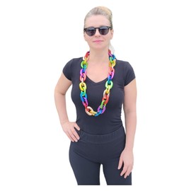 Zugar Land Metallic Colors 38" Light-Up Big Link Chain Rainbow Necklace (1, Big Metallic Rainbow Chain)