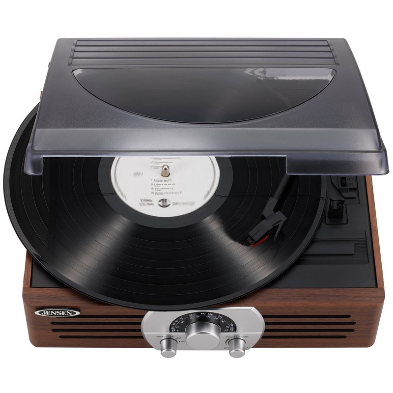Jensen JTA-222 3-Speed Turntable, case