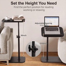 C Shaped End Table for Couch, TV Dinner Tray Table for Bed Chair