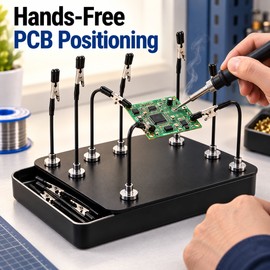 4-Piece Magnetic Soldering Helping Hands with Flexible Arms and Soft-Tip Alligator Clips