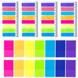 SZXMDKH 920pcs Bright Neon Sticky Notes Flags, 280pcs 44x25mm Index Tabs Sticky + 640pcs 8 Color 43x13mm Mini Page Tape Flags, Translucent & Repositionable Filing Sticky Notes Tabs Page Markers Small