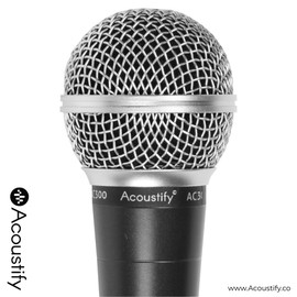 Acoustify AC300 Wired Dynamic Cardioid Microphone for Singing, Karaoke & Vocals Sound, 16ft XLR to 1/4" Cable, Steel Mesh Grille, Pop Filter, and Carrying Bag