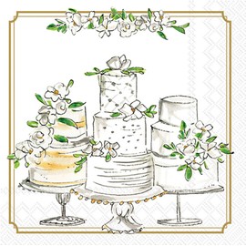 IHR Ideal Home Range Cocktail Napkins Rosanne Beck Disposable 3-Ply Paper Party Napkin Pack, 5" x 5", Wedding Cakes, 20-Count