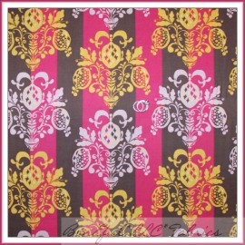 Westminster Fabrics BonEful Fabric FQ Cotton Quilt VTG Pink Brown Gold Flower Leaf Damask Stripe OOP