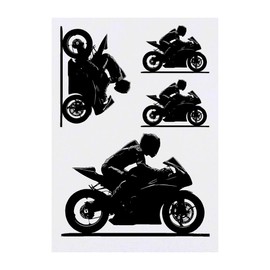 Azeeda 4 x 'Mann auf Sportmotorrad' Temporäre Tattoos - Wasserfest, Hautfreundlich & Ungiftig · Transfers in Verschiedenen Größen (TO00083370)