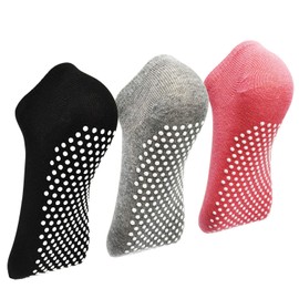 Sticky Barre Grips Slipper Socks - Elutong 3 Pack Non Slip with grippers Yoga Pilates Ballet Skid for Women