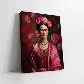 Poster Master Frida Canvas - Portrait Print - Flower Art - Minimal Gift for Men & Women - Mexican Painter Art - Floral Decor for Bedroom, Living Room or Office - Available in 8x10 to 30x40