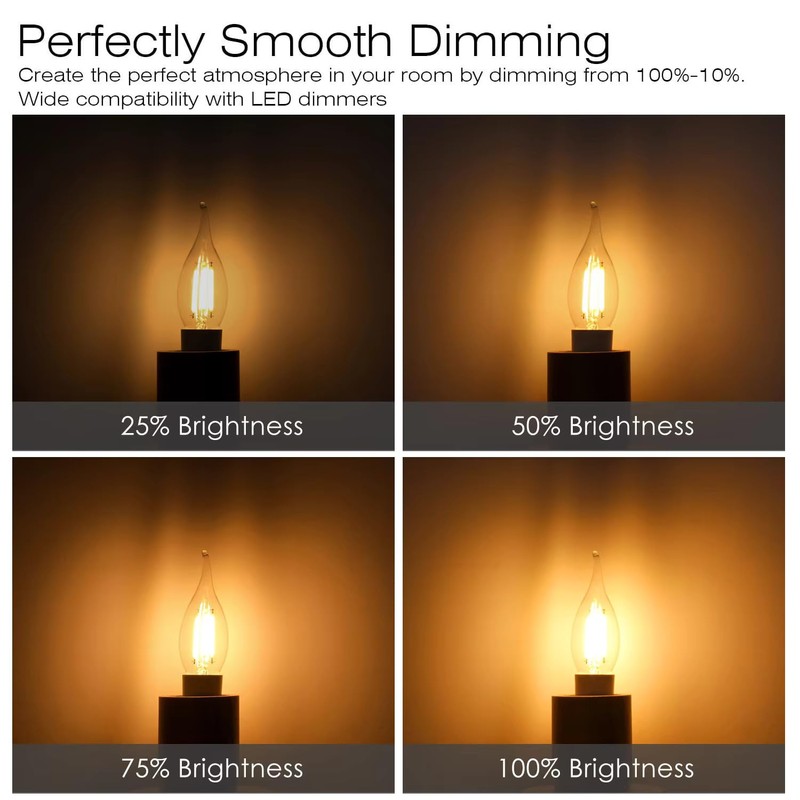 MMBGJKG Frosted Flame Tip Chandelier Light Bulb，e12 Candelabra Bulb 40