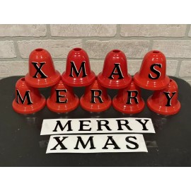 MERRY XMAS Christmas Decals for Vintage Bells Light Covers & More Medium 1.5"