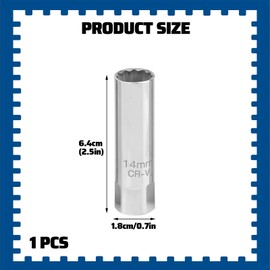 Girihe 1 PCS 14mm Plug Socket, 14mm Spark Plug Socket Thin Wall 14 mm Spark Plugg Sockett 3/8, 14 mm Thin Walled Sockett with Mini Automobile Sparkk Plugg Wrench