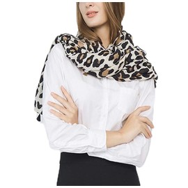 Micoop Women's Chic Leopard Pattern Scarf Long Large Animal Print Shawl Wrap (Beige)