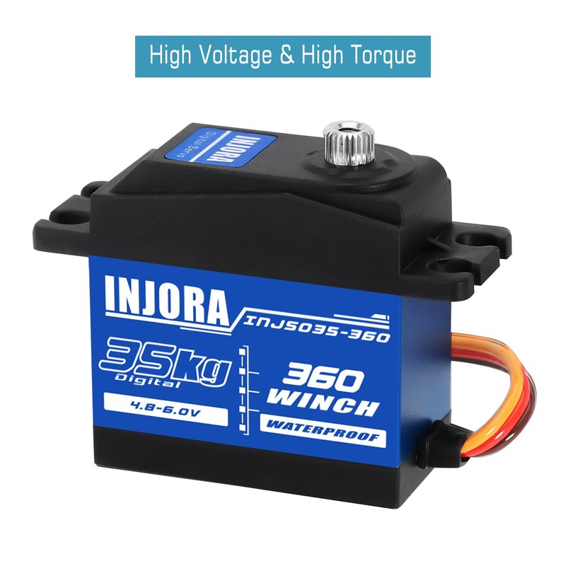 INJORA 35KG Digital Winch Servo with 19mm*11mm Winch Spool Kit