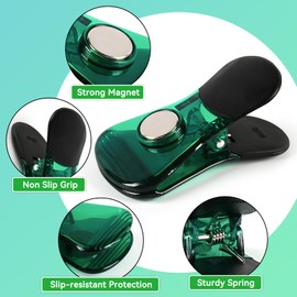 Yi Concept Plastic Refrigerator Magnet Clips Sets， Magnet Paper Clips, Snacks Bag Clips， Multipurpose Clips - Set of 6 (Green)