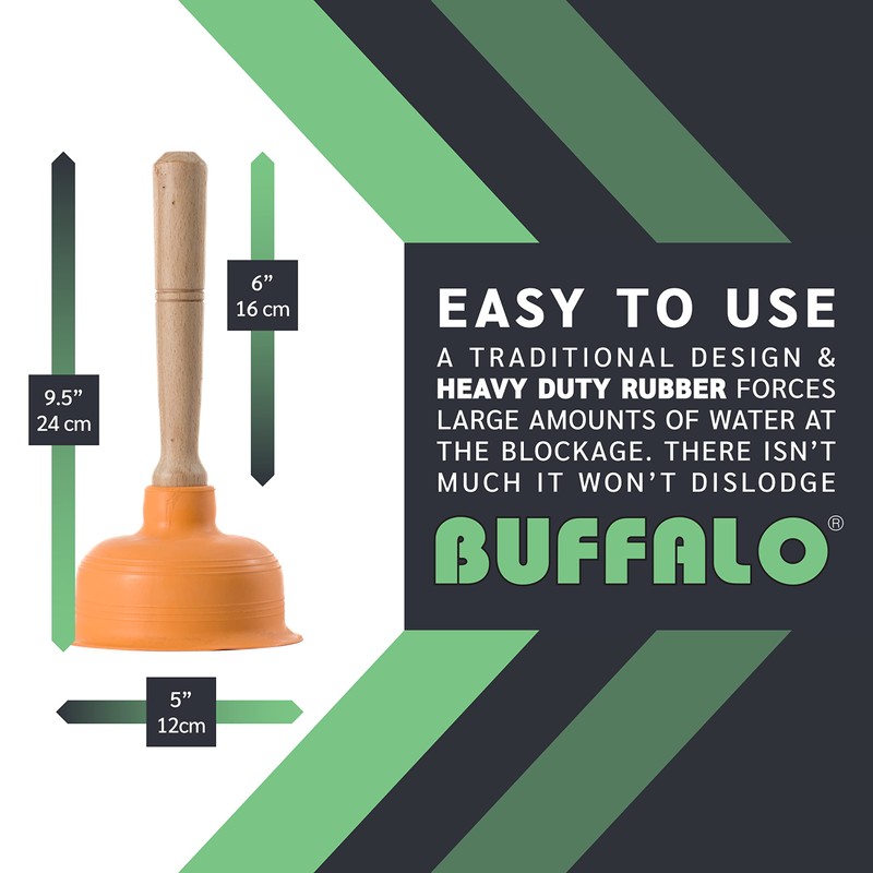 Buffalo - Premium Orange Cup Drain Plunger - Heavy Duty