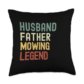 Husband Father Mowing Legend Lawn Care Funny Mower Funny Throw Pillow, 18x18, Multicolor