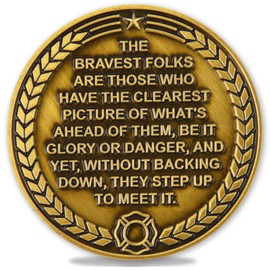Firefighter Challenge Coin with Clear Protective Case - Inspirational Design, Fire Rescue Theme, Patriotic American Flag, Metal Finish, for Firefighters and First Responders