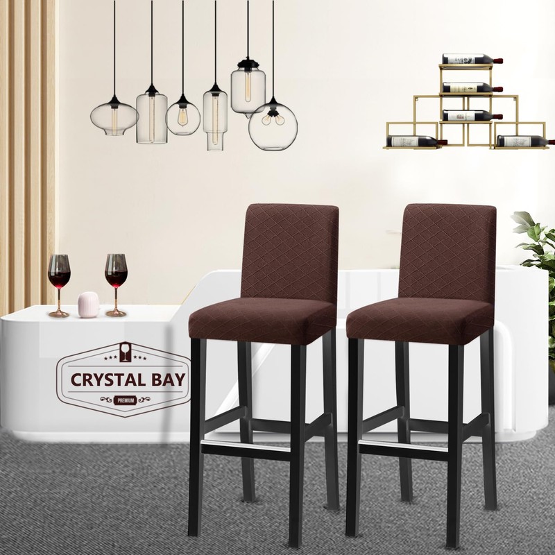 KELUINA Bar Stool Covers, Stretch Removable Washable Slipcover for Short