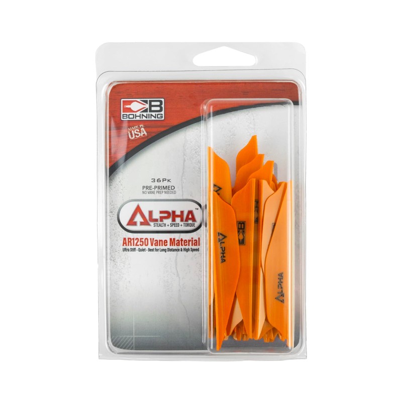 Bohning Alpha AR 1250 Vane, 2.8", Neon Orange, 36pk