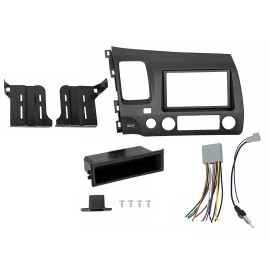 225 Double/Single Din Radio Dash Kit Wiring Harness combo Fits 2006-2011 Honda Civic