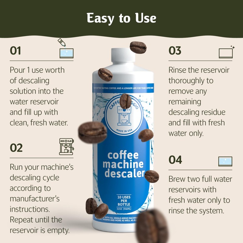 Descaling Solution (10 Uses) Delonghi Keurig Nespresso Coffee Machine Cleaner