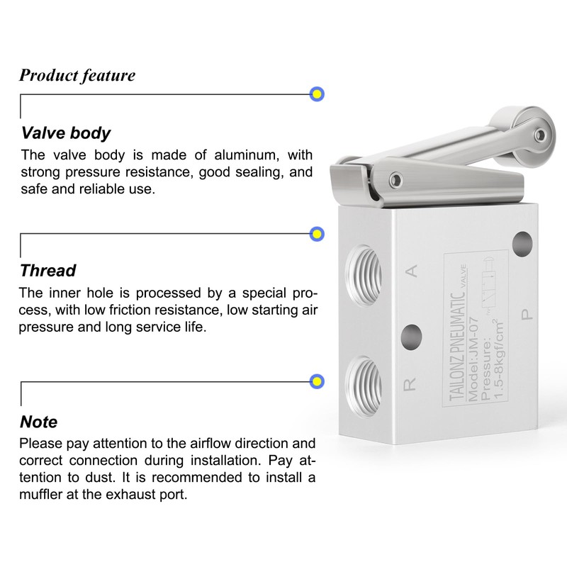 TAILONZ PNEUMATIC 2 Position 3 Way 1/4 Inch Roller Pneumatic