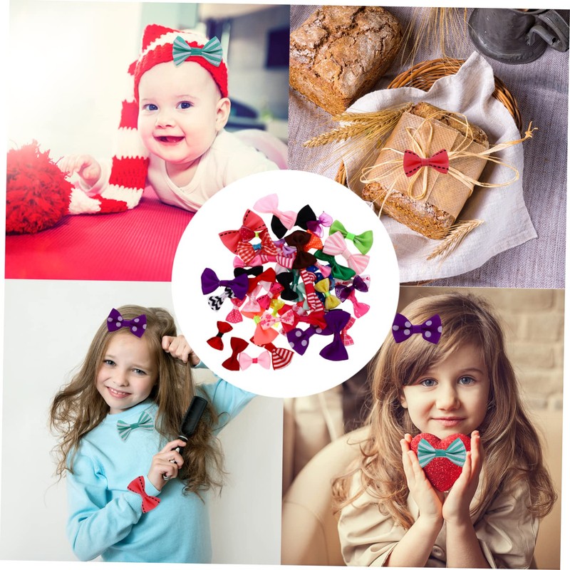 KALLORY 100pcs Mini Ribbon Bows Hair Material Craft Bow for